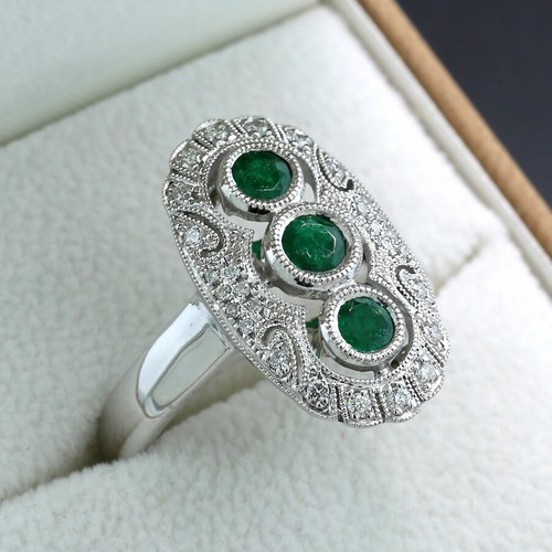 Bague émeraude diamant - bague, 750