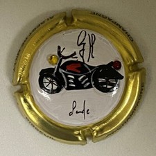 1 Capsule de champagne Peinte à La Main ALBERT DE MILLY, MOTO ROUGE
