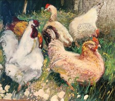 Tableau Les Poules par Guy Besnard suiveur École de Rouen 