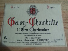 etiquette vin Gevrey Chambertin 1er cru Cherbaudes Domaine fourrier burgundy