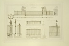 Gravure originale Bois de Vincennes Portes clotures  Alphand Paris 