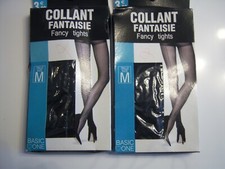 lot de 2  COLLANT  FANTAISIE  TAILLE M  BASIC ONE COULEUR NOIR