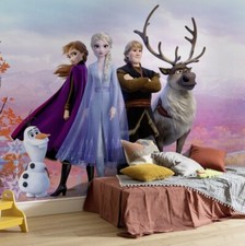 Disney Papier Photo Décoration Murale 3.7x2.5m Fille Chambre Olaf Anna Elsa Gelé