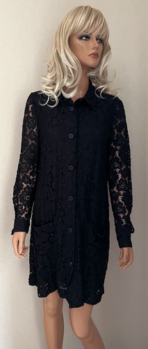 Robe chemise noire dentelle - en,