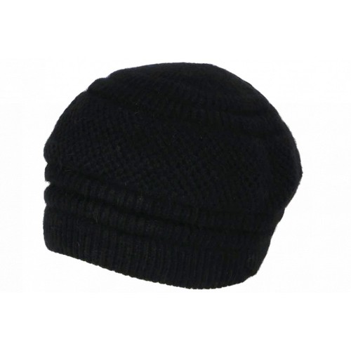 Bonnet béret noir angora - bonnet,