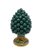 Pomme en Céramique Sicilienne de Caltagirone Couleur Vert Décoré Main H21 CM