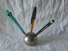 Ancien Rare Unique Porte 3 Crayons,Stylos,ÉTAIN Marque PEWTER RODERS ZINN Ø 6 cm