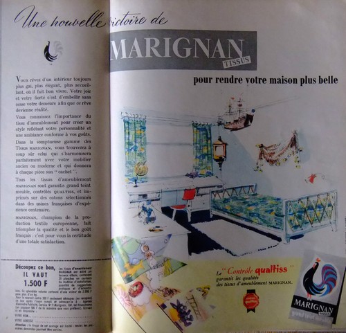 Publicité 1958 marignan des - marignan,