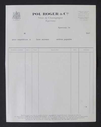 Facture vierge champagne pol - vierge,