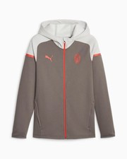  Ac Milan Puma Veste de survêtement football Gris Coton 2023 24 Casuals HD FZ 