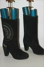 DESIGUAL Mi Bottes Velours Ajouré Noir Doublées Velours T 40 QUASI NEUVES