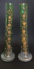 Paire vases verre vert