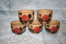 5 tasses à thé ou café, en grès émaillé, Otagiri, Japon