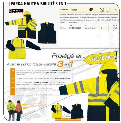 Parka jaune haute visibilité