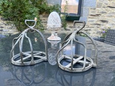 ⭐️ 2 ANCIEN ETRIER CAGE PANIER CAVALERIE MILITAIRE ANTIQUE EQUESTRIAN STIRRUPS