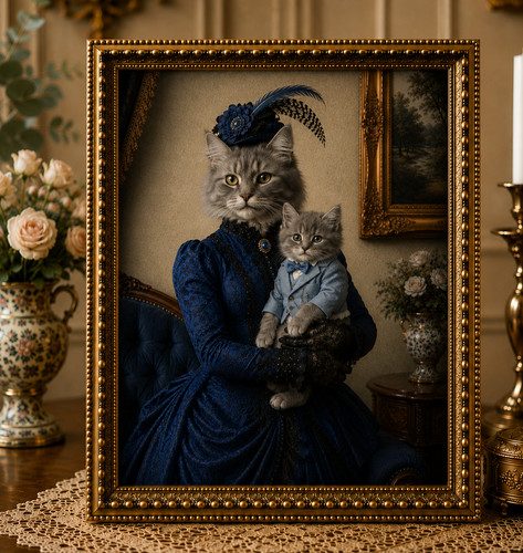Cadre chat victorien - cadre,