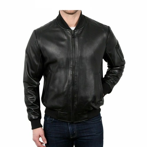 Blouson bomber cuir noir - bomber,