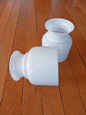 Paire de 2 Tulipes en Opaline blanche Art Déco Lustre Suspension Lampe Luminaire