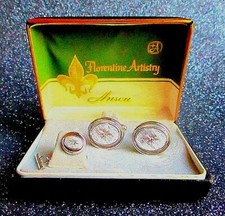 VINTAGE 1960'S BOXED 3 PC. CUFFLINK SET BY ANSON