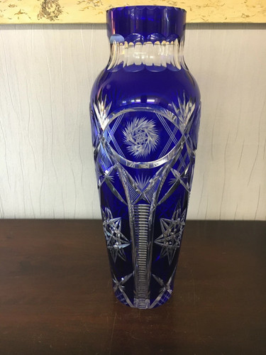 Vase cristal overlay bleu - cristal,