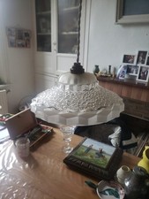 Suspension Lustre Art Déco Verrerie Moulé Pressé XXème