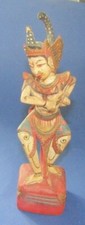 Sculpture balinais polychrome indienne dieu Hindu painted  Carved Wood statue