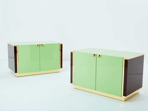 Paire cabinets laque verte - laque,