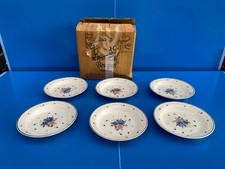 Lot de 6 assiettes Creuse vintage Provincial Bouquet 1987 JMP STONEWARE Grès