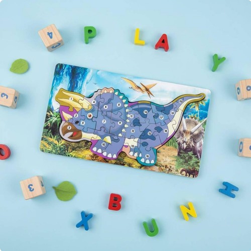 Puzzle dinosaure bois - en,