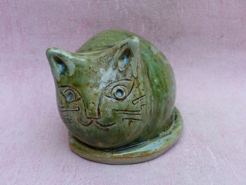 Sculpture chat grès - ,