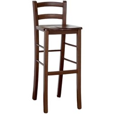 Tabouret De Bar En Bois H 80Cm Avec Assise En Noyer Sombre