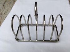 Porte toasts, 6 tranches, en métal argenté, avec poignée