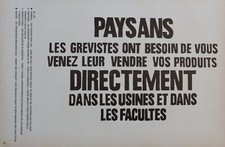 Affiche mai 68 PAYSANS GREVISTES / TRAVAILLEURS TOUS UNIS poster DOBSON 67 68