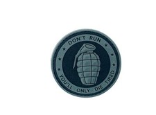 Don't Run You'll ONLY Get Tired Grenade Noir Pvc Airsoft Patch 