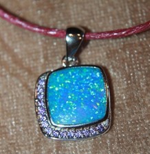 inlaid fire opal Cz necklace