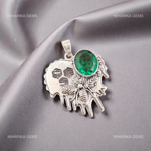 Pendentif charme émeraude - pendentif,