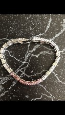 Bracelet Crystal Square Shape Multi-Color Swarovski Silver Tone 7.5" Free Ship