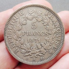 5 Francs  "Hercule" - "Camélinat" - 1871 A  Paris - Trident - N° 2