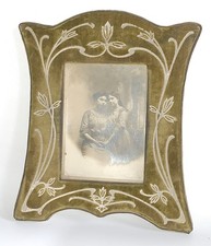 Sublime cadre photo Art Nouveau en velours décor floral 1900 Mucha femmes