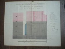  DESSIN D'ARCHITECTURE AUTHENTIQUE 1886/ 7 ET 73  RUE MADAME PARIS 