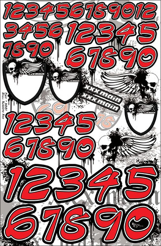 Xxxn001 skull numbers red - ,