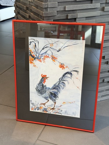 Tableau peinture aquarelle coq - peinture,