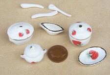 11 Pièce Fraise Vaisselle Ensemble Tumdee 1:12 Miniature Maison de Poupées 440