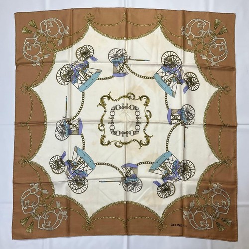 Foulard marron soie céline - foulard,