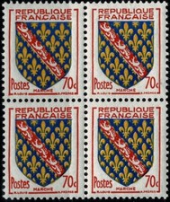 FRANCE 1955 Bloc X4 ARMOIRIES