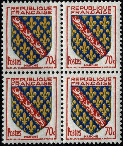 France 1955 bloc armoiries - x4,