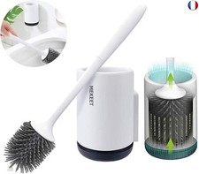 Brosse de Toilette Brosse WC en Silicone Antibactérienne balayette WC Ensemble 