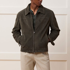 Blouson cuir gris homme pur daim motard moto taille XS S M L XL XXL 3XL