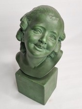 Buste Art Déco de jeune fille signé Bohumil Rezl, terre cuite patinée, 1929