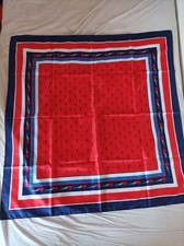 FOULARD BLEU BLANC ROUGE  vintage polyester  85 X 85cm